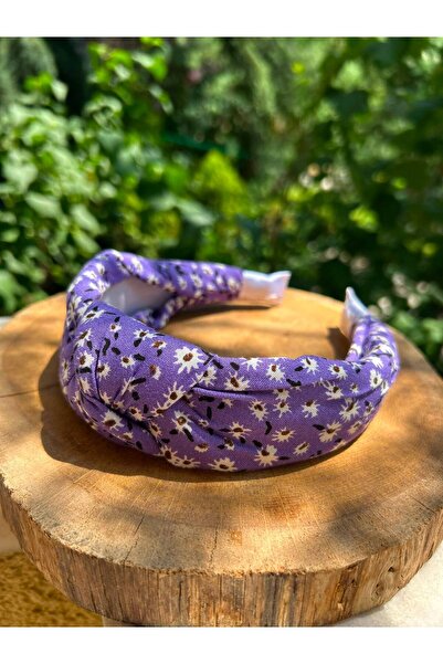 ByMerve Women's Knotted Purple Mini Floral Fabric Hair Crown