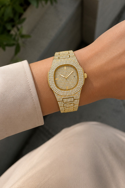 laria jewelry Stoned Iced Out Watch Gold Color