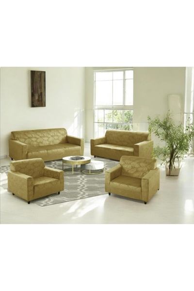 BIET ALMAFROSHAT 4 Pieces Elastic Waterproof Velvet Fabric Sofa Cover Set
