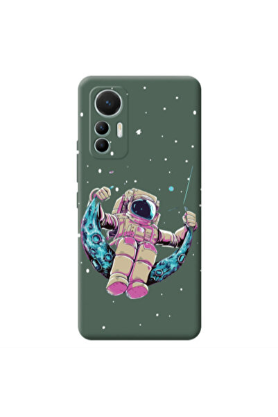 Other Xiaomi Mi 12 Lite Astronaut swinging on the moon Dark Green Colored Sil...