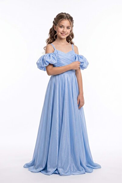 Mnk Baby&Kids Linos Girls' Satin Evening Dress M00838 Blue