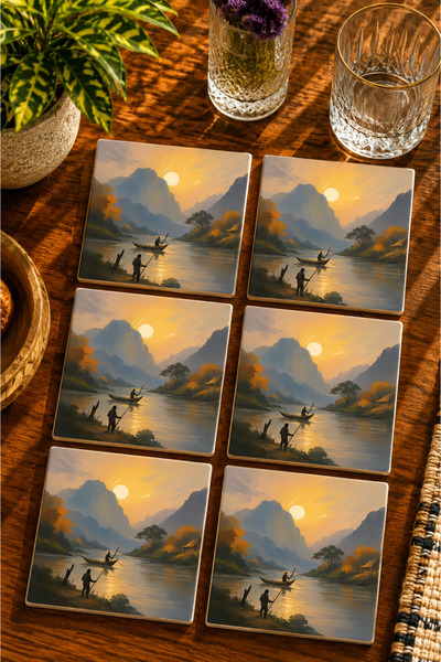 JHAAR Nature Landscape Themed Modern Set of 6 Coasters - Uv Printing Mdf - 10...
