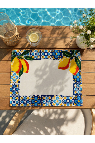 megi concept Dijital Baskılı 2'li Limon Desenli Mozaik Amerikan Servis 35x45 ...