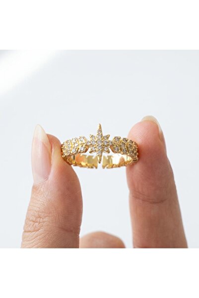 ILSA Polar Star Patterned Zirconium Stone Band Ring