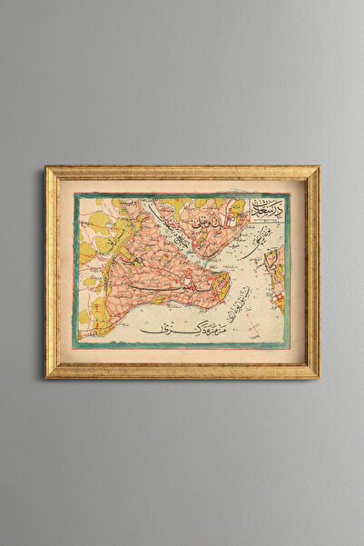 epiqart خريطة اسطنبول 1909 - لوحة بنمط عتيق - نموذج رفيع - ملحوظة: نموذج رفيع...