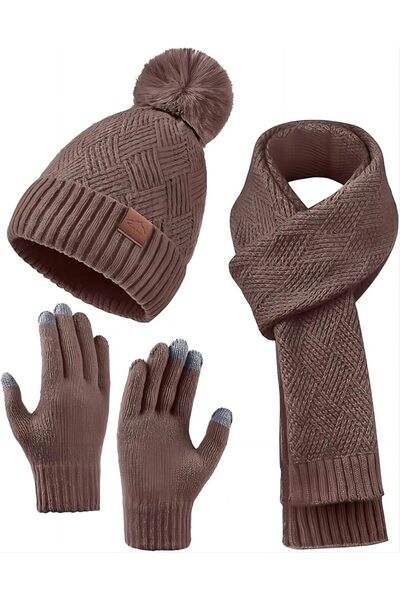 Arabest 3-Piece Set,Women Beanie Hat,Scarf,Touch Screen Gloves,Winter Warm,Ch...