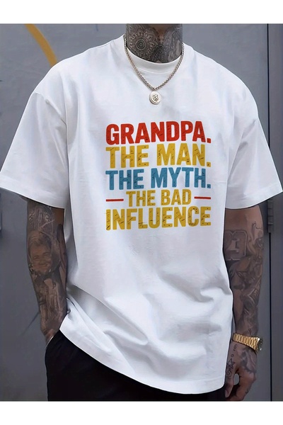 12 Teknoloji تي شيرت رجالي مطبوع عليه عبارة Funny Grandpa Man Myth The Bad In...