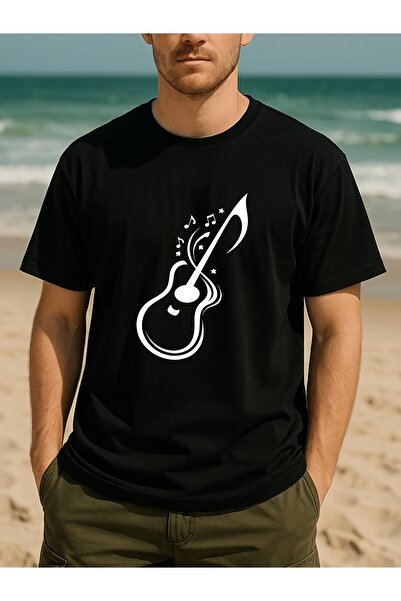 BASEPULSE Guitar Treble Clef Music Enthusiast Trendy T-Shirt, Simple Men's, M...