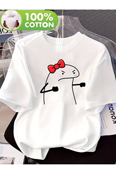 2mcup تي شيرت صيفي مطبوع، 100% قطن؛ يتميز بنمط طباعة كرتوني لطيف، تصميم بأكتا...