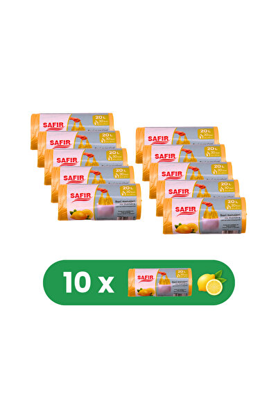 SAFİR Set de 10 pungi Role Menajeri de 20L cu mâner, 30 bucăți/rolă, cu parfu...