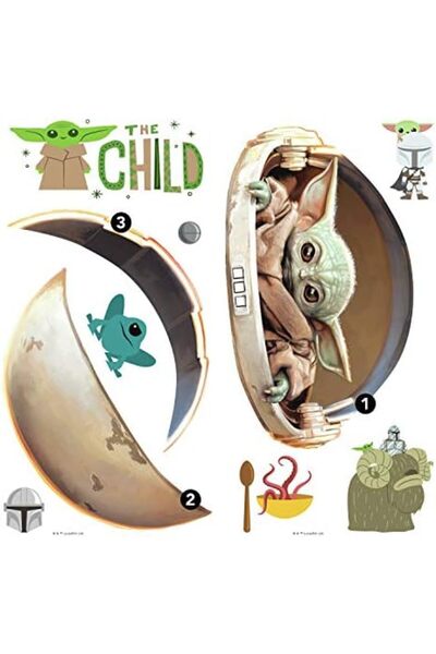 Yıldızan Edl Shop Rmk4655Scs Wall Sticker, Motif: Mandalorian the Child Paint...