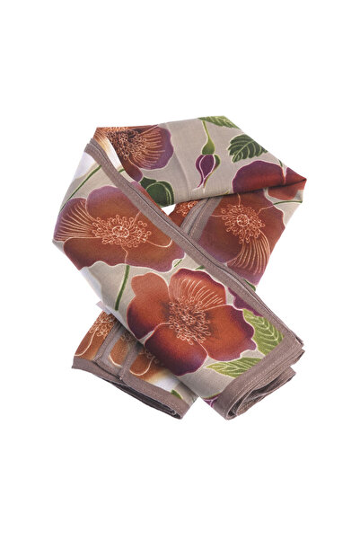 meli melo Esarfa eleganta cu imprimeu floral burgundy si maro
