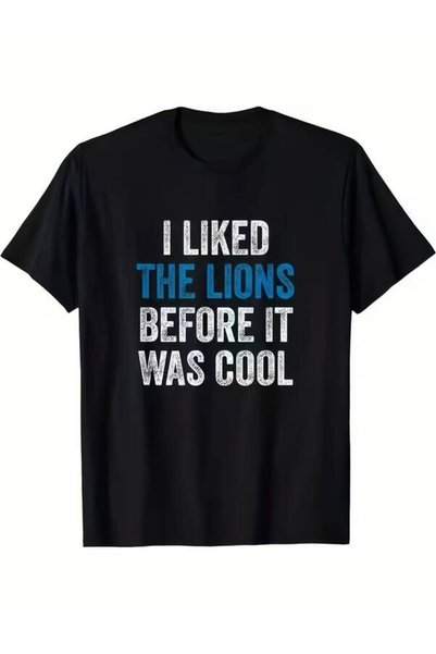 23 nisan Men's Pure Cotton T-Shirt with Lion Print Design - Soft Round Neck Shirt Seasons, Machine Washable, Comfortable Casual Attire, Versatile Office & Outings, Suitable for All and Chinese Style Fashion