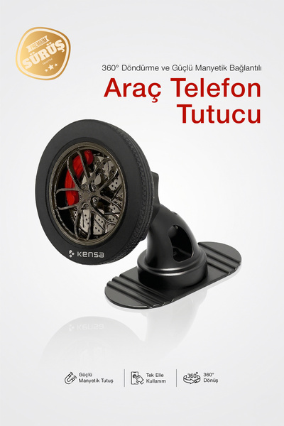 Kensa Manyetik 360° Ayarlanabilir Başlık Araç İçi Telefon Tutucu
