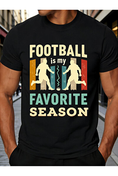 1001 Line Retro Style Men'S T-Shirt Football Is My Favorite Season Graphic De...