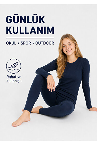don-x | Kız Çocuk Okul Termal Takım Kışlık Pamuklu ( LACİVERT )