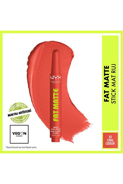 NYX Fat Matte Slick Click Mat Dudak Balmı 03 Coral Cuddlin'