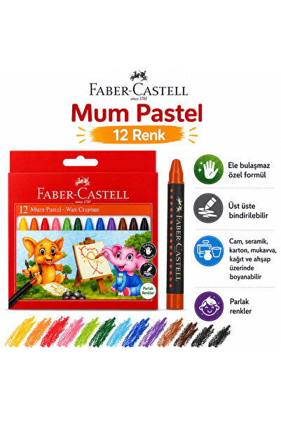 Faber Castell Faber-Castell Mum Pastel Boya 12 Renk Çocuklar İçin Krayon Boya...