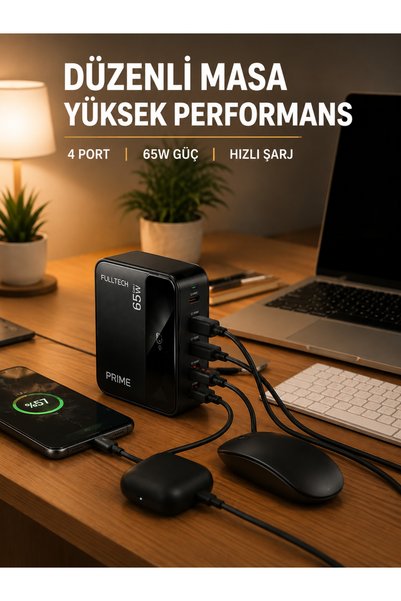 Lisinya USB-A ve USB-C Girişli Çoklu Şarj Cihazı -