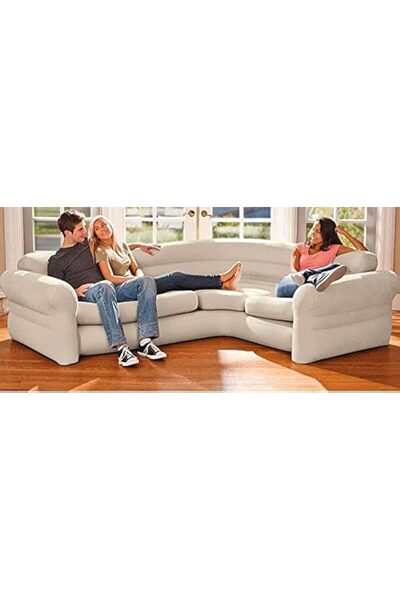 Intex 68575 أريكة زاوية قابلة للنفخ، لون بيج