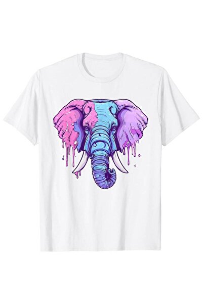 1001 Line Men's g Pure Cotton T-Shirt - Soft Pink Lavender Elephant Print Sho...