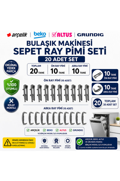 ÖZ BEYAZ EŞYA ARÇELİK 6251 ES Bulaşık Makinesi Üst Sepet Ray Kapağı Tutucu Kl...