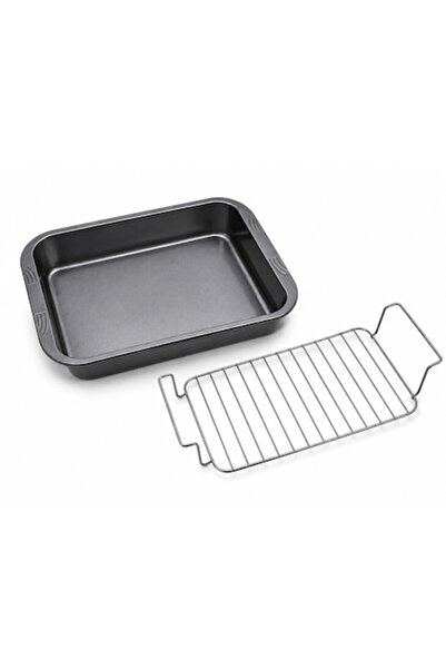 OEM Тава за фурна с подвижна скара, незалепваща, черна, 36,5x27x7 см