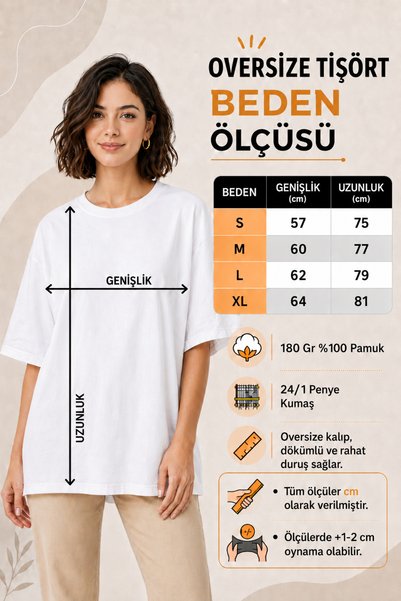 Loresia Oversize Turkish Delight Printed Unisex Special Design Print T-Shirts 100% Organic Cotton Crew Neck Comfortable Fit Casual T-Shirt