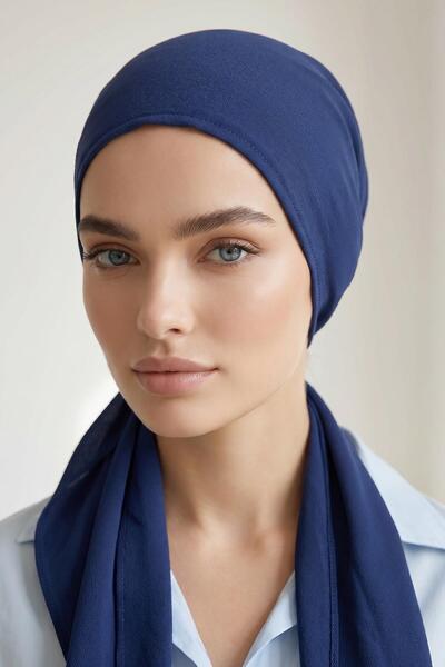 Aisha's Design عمامة من الكريب مع أربطة، B-101، لون نيلي