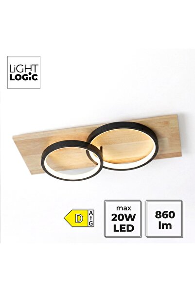 LightLogic Plafonieră LED LL DREVA, 20W, 3600K, 860 lm, lemn, negru