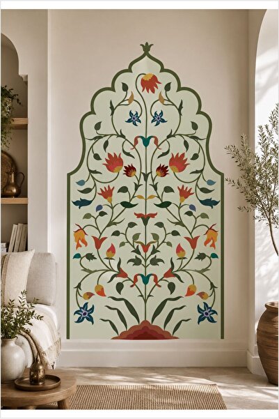 Piksel Grafik Lalezar Wall Sticker, Ottoman Pattern Colorful