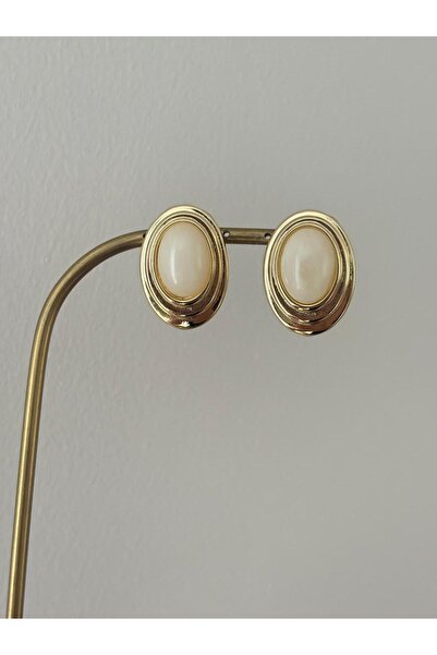 FASHION Special Design White Stone Oval Gold Color Earrings