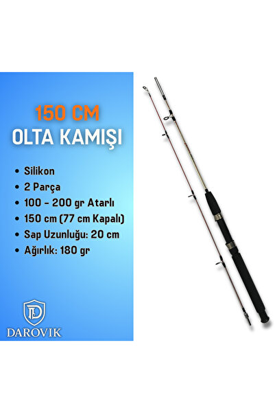 Darovik Shining Silikon Olta Kamışı 150 cm 100-200 gr Atarlı 2 Parça Kamış