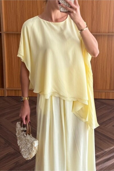Suziş Asymmetric Cut Short Sleeve Blouse Per5107
