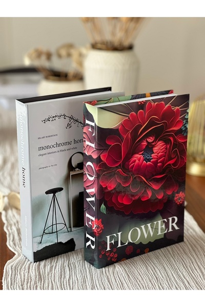 Velzade Home Dekoratif Kitap Kutu 2'li MN & EL - Kitap Görünümlü Gizli Saklam...