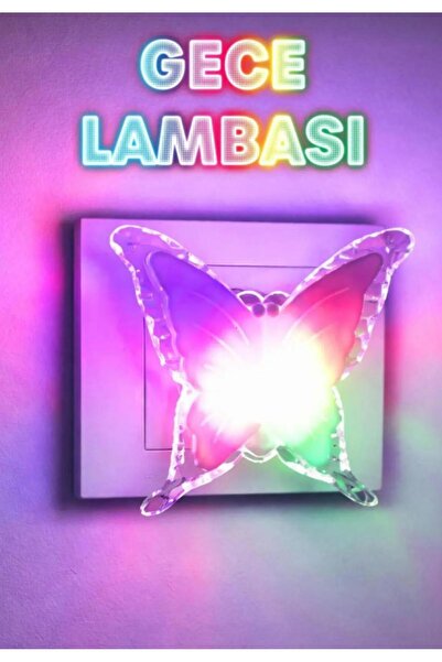 ZRN SHOP RGB Kelebek Gece Lambası GC15 Priz Tip ON/OFF Tuşlu Renk Değiştiren ...