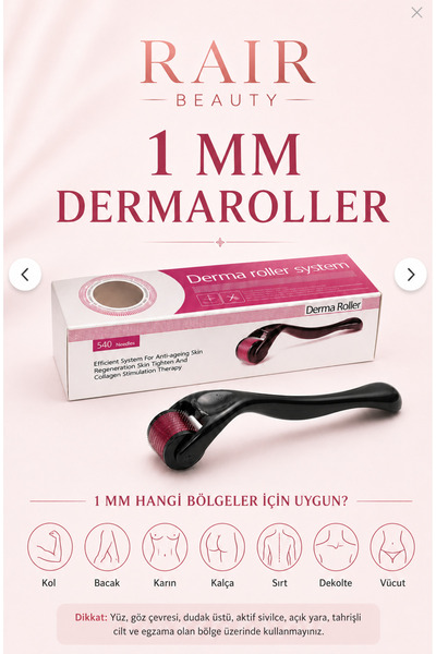RAİR BEAUTY Dermaroller 1mm 540 Needles Dermaroller for the Body
