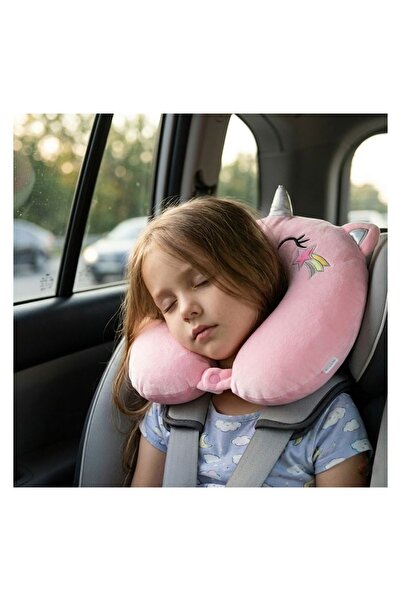 OEM Pernă de călătorie copii Unicorn, memory foam, roz 32x28x9 cm
