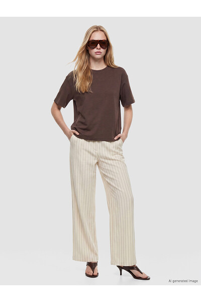 LC Waikiki Trendlucky Women's Linen-Look Striped Trousers with a Difference