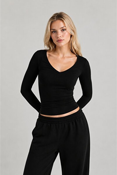 CloudyMood Women's Ultra Soft V-Neck Blouse Ecru