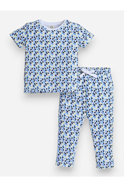 Victor and Jane By Styli Girls All-Over Floral Print T-Shirt and Pyjama Set