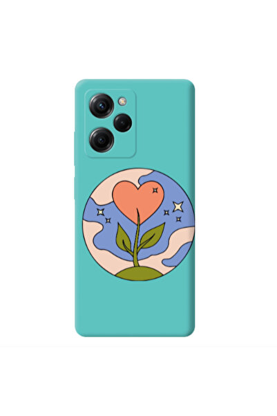 Other Xiaomi Poco X5 Pro Hearted Flower Turquoise Colored Silicone TPU Θήκη