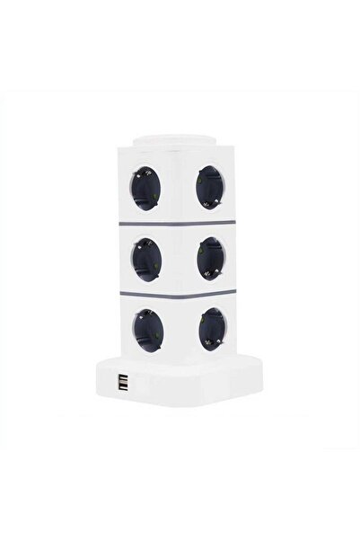 Tradesor Κάθετο πολύπριζο 12 θέσεων - Σούκο - 2USB - 3m - RC-G12P - 012135