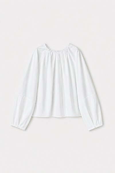 Beju be Sora pile detaylı poplin bluz