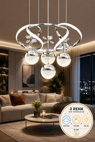 Luna Lighting Napoli Model 3 Renk Salon Yatak Yemek Odası Mutfak Krom Kaplama...