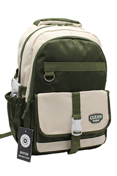 Bevitton 26012 Multi-Compartment Beige-Khaki School Backpack Unisex School Bag