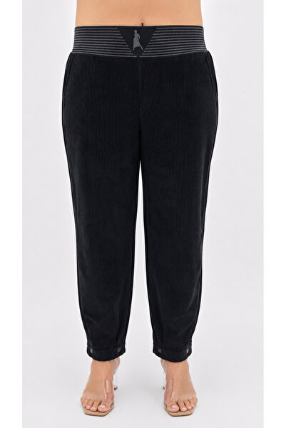 ZANESSİ FASHION Plus Size Loose Fit Velvet Women's Trousers
