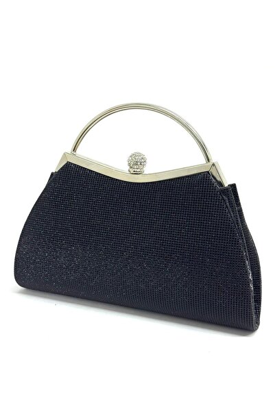 NAZART Women's Big Stone Look Black Evening Dress Clutch Chain Strap Hand and...