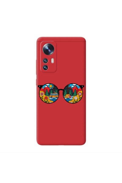 Other Xiaomi Mi 12 Pro Round Glasses Red Colored Silicone TPU Θήκη