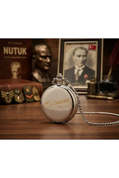 Kuzey Tacı ATATÜRK İmzalı Nostaljik Köstekli Saat Özel Kutulu 35 CM Askılı Ko...